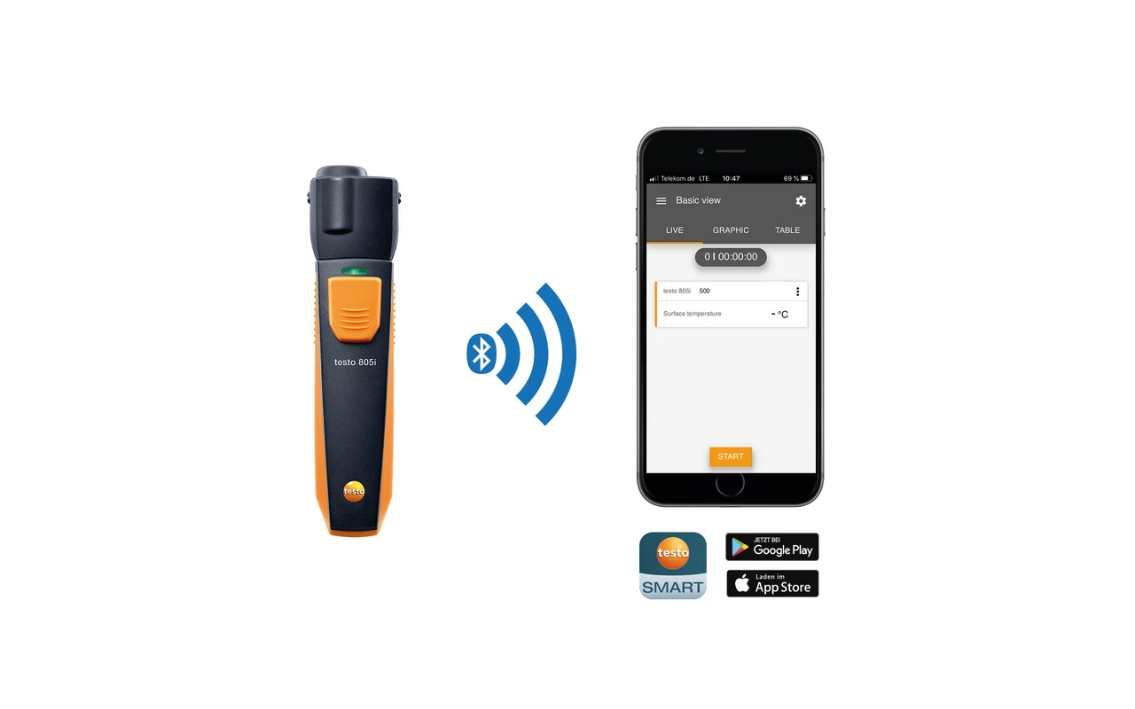 Testo 805i - infrared thermometer with smartphone operation (0560 1805)