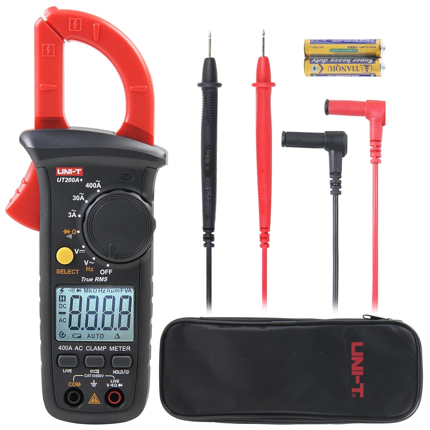 UNI-T UT200A+ True RMS Auto Ranging Clamp Multimeter with Live Wire Detection for AC/DC Voltage