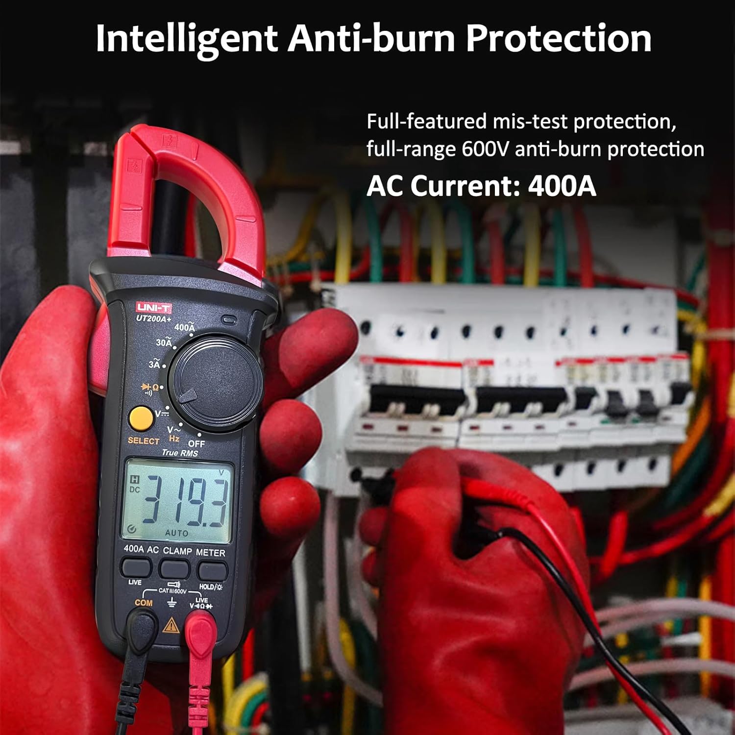 UNI-T UT200A+ True RMS Auto Ranging Clamp Multimeter with Live Wire Detection for AC/DC Voltage UNI-T UT200A+ True RMS Auto Ranging Clamp Multimeter with Live Wire Detection for AC/DC Voltage