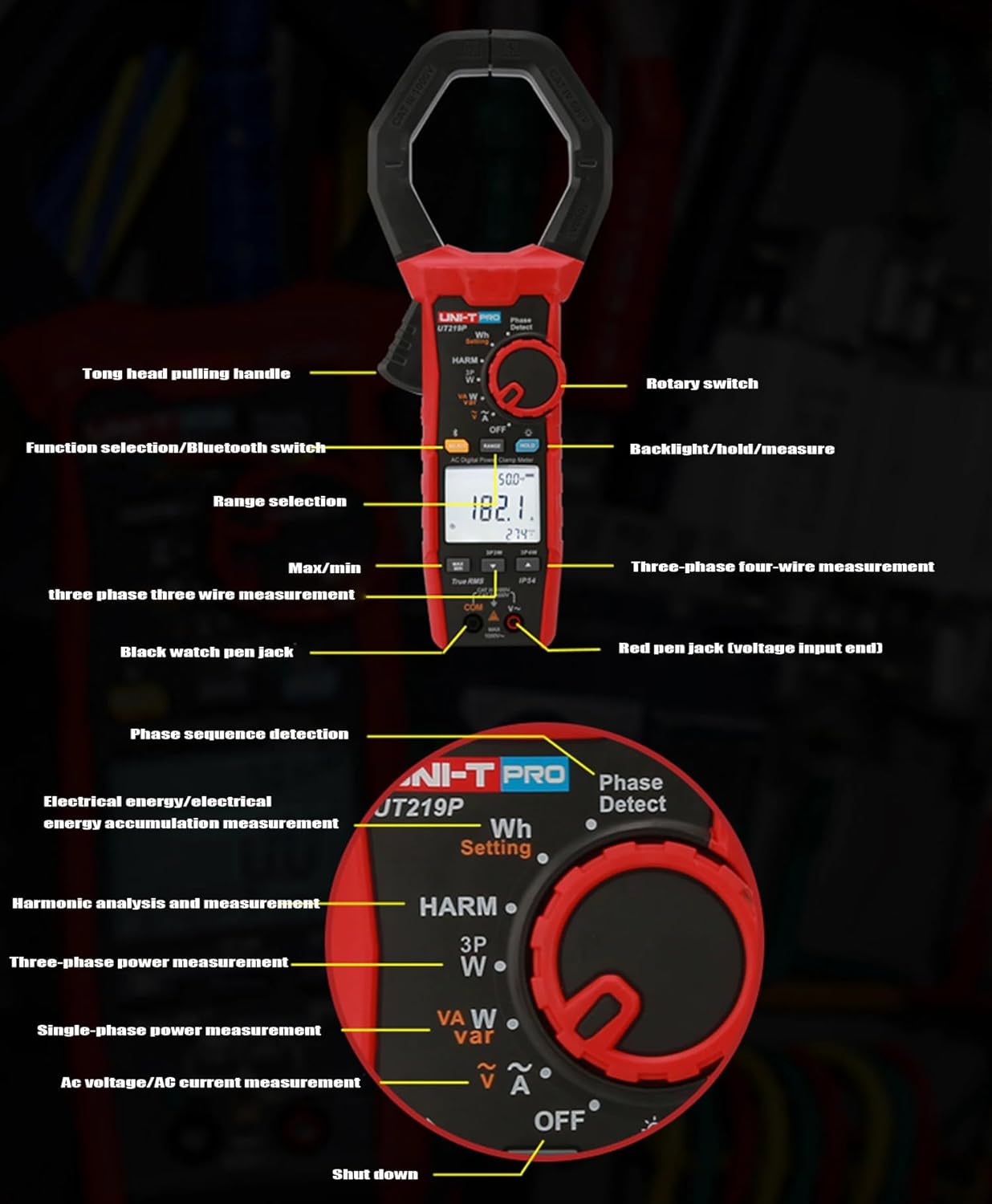 UNI-T UT219P Handheld Harmonic AC Power clamp Meter