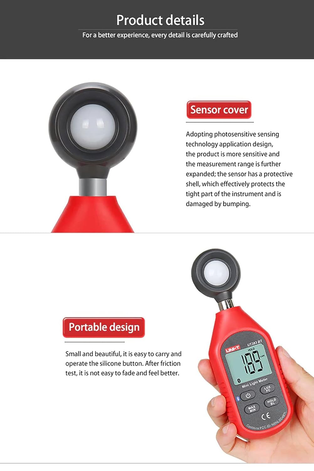 UNI-T UT383BT Mini Light Meter with LCD Screen